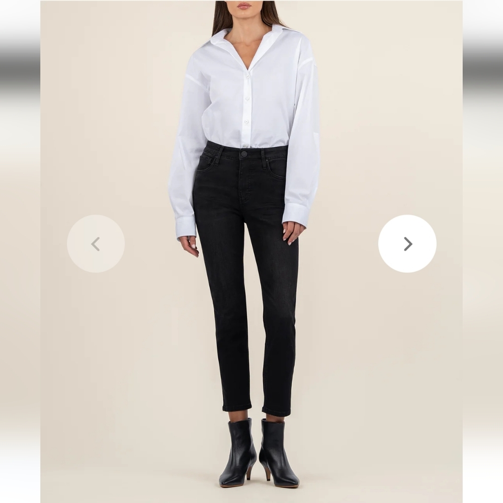 Kut From The Kloth Jeans High Rise Rachael Mom Jeans Size 00 Black Fab Ab NWT